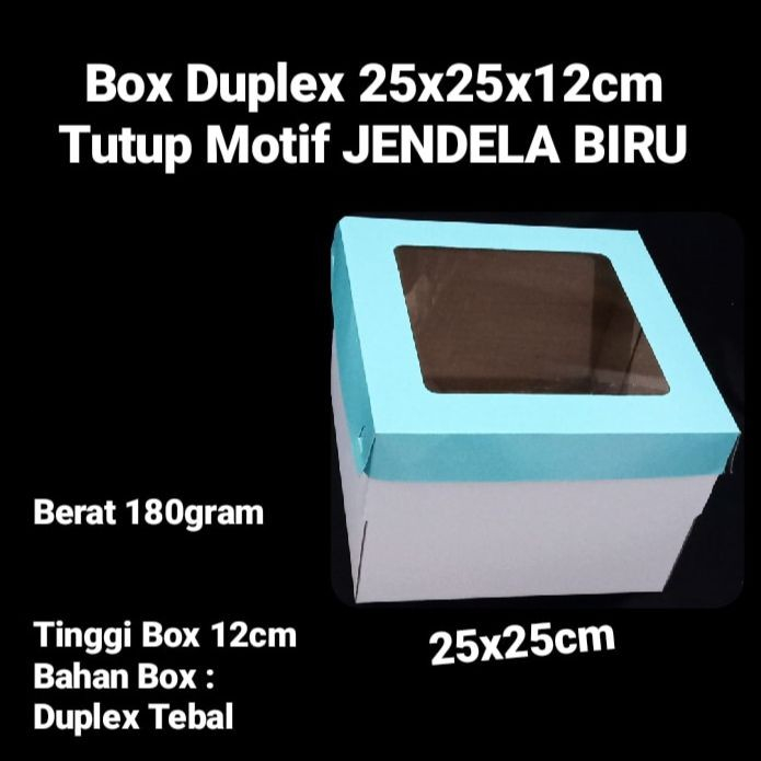 

Box Duplex Tebal Model Jendela Biru Dus Hampers Kue 25x25x12cm