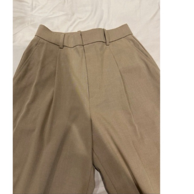 Uniqlo wide pleated pants brown