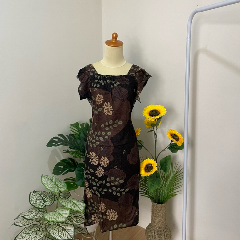 Aureváa - Fuchsia Series Homewear Daster Modern Panjang Lengan Pendek Dada Kerut