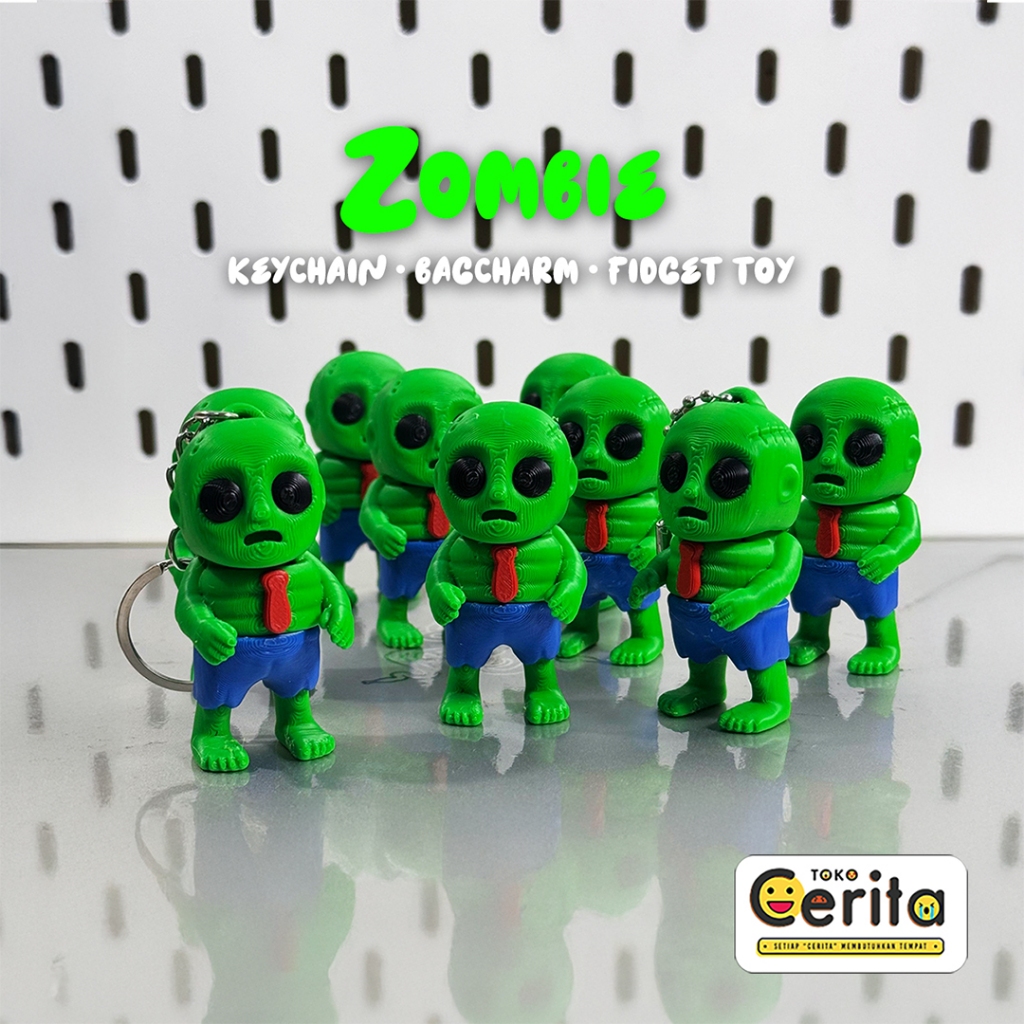 Gantungan Kunci Zombie Hijau – Fidget Toy Gantungan Tas Unik Lucu Seram | Zombie Keychain