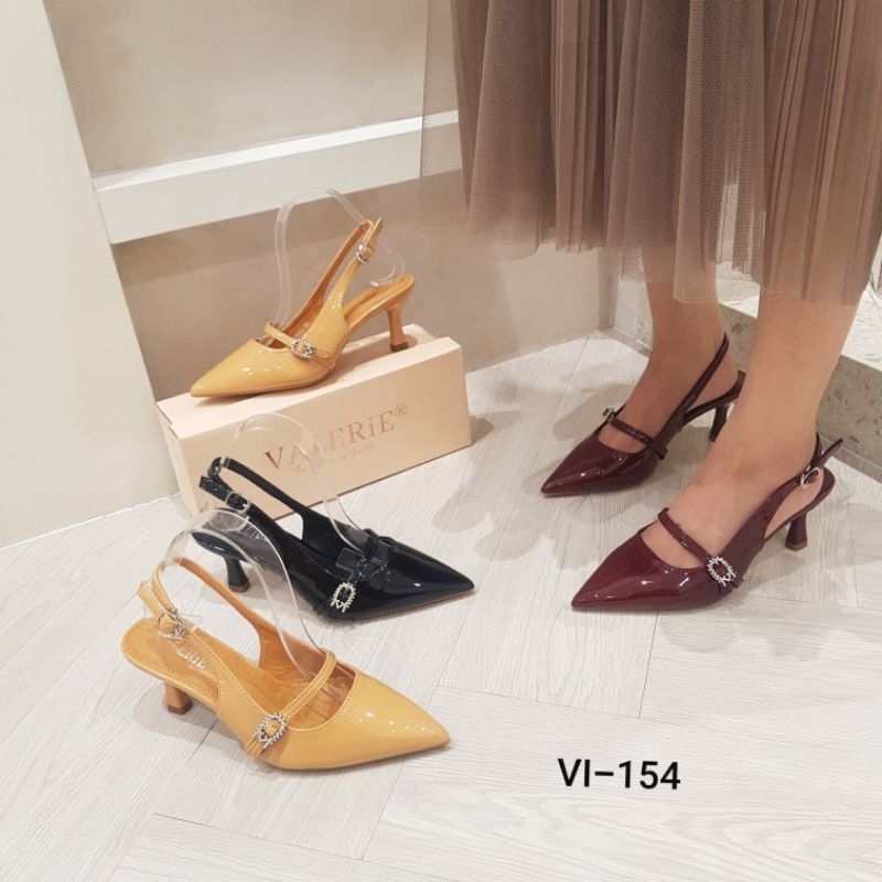 Valerie sepatu heels tali belakang 7cm Glossy 35-40 VI-154