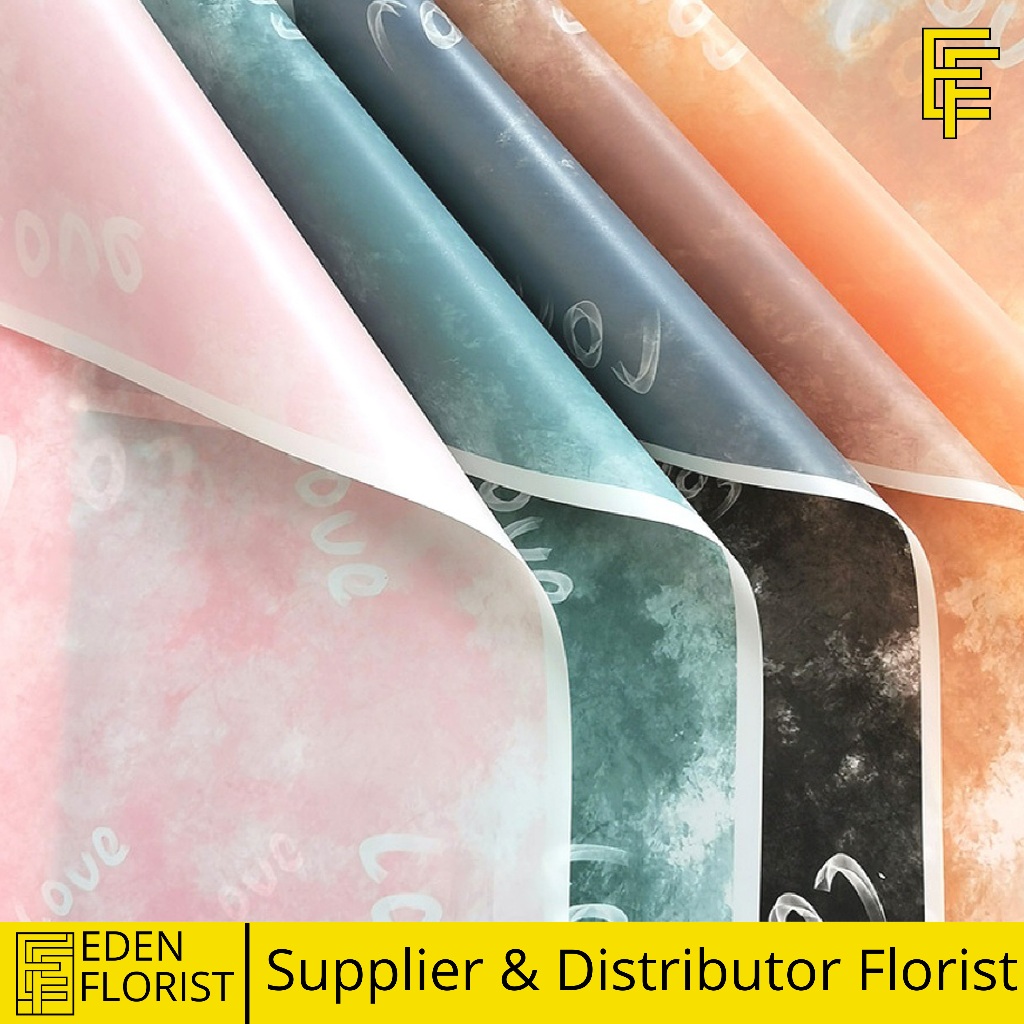 

EdenFlorist Kertas Buket Bunga Paper Buket Motif Tulisan Love Florist Cellophane Ecer COD KB6021
