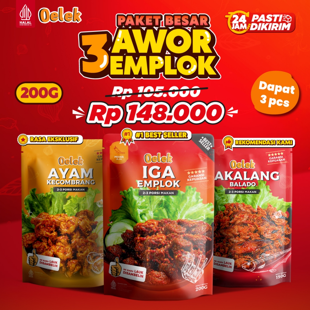 

Paket Awor-Awor Emplok / Iga Mercon / Iga Sambal / Oseng Iga / Cakalang Balado / Ayam Kecombrang