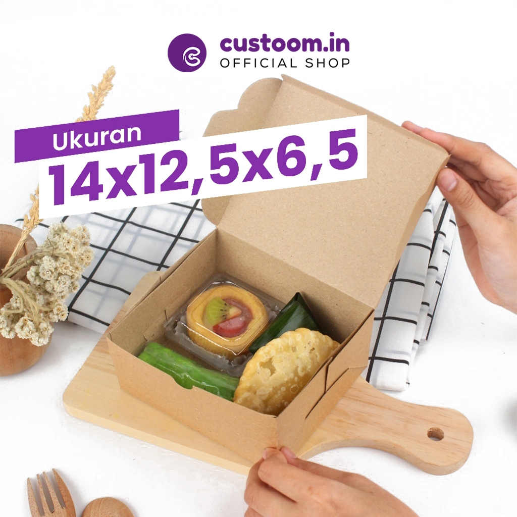 

14125KS Kotak Snack (Ukuran 14x12,5x6,5 cm) - Kardus Kue | Custoom.in