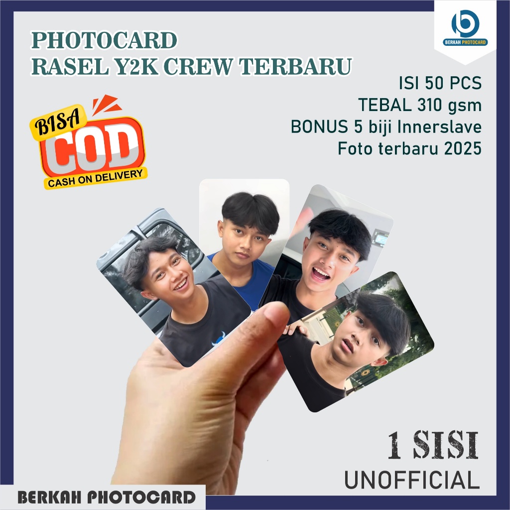 PHOTOCARD RASEL Y2K CREW GWSM isi 50 pcs 1 sisi tebal 310 gsm