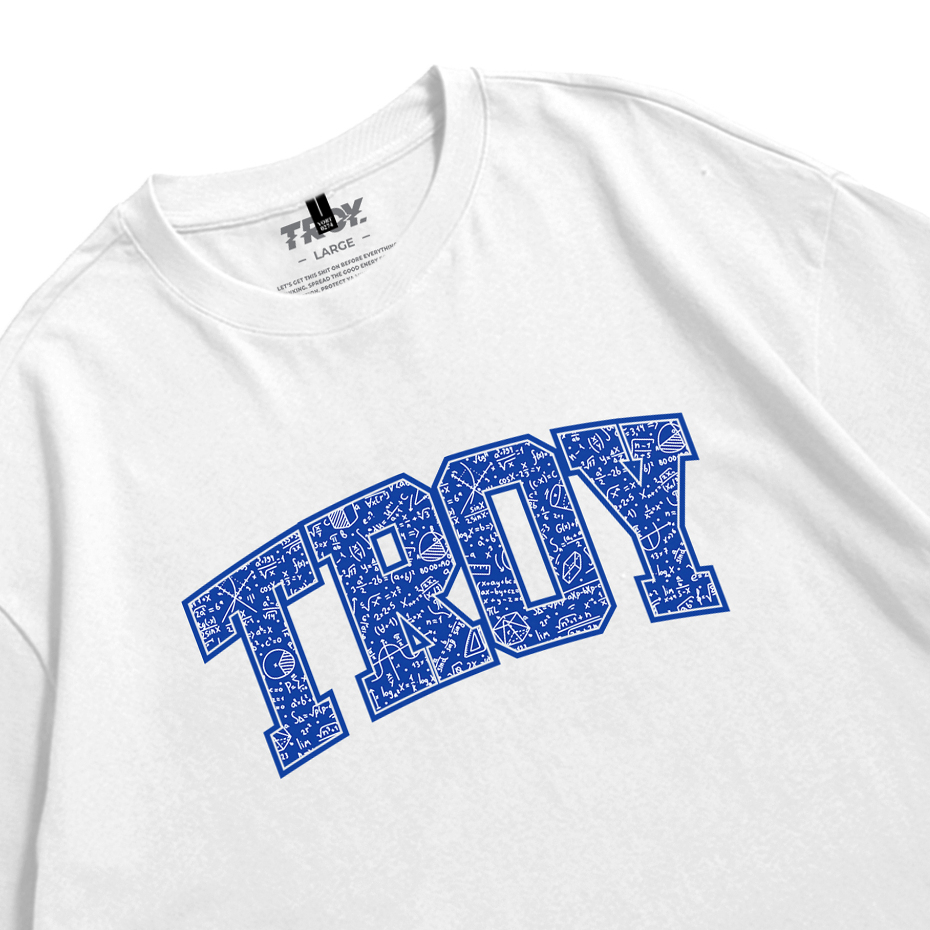 Troy Company Oversize Tshirt White Arithmetic - Kaos Oversize Putih Lengan Pendek OVD 3106
