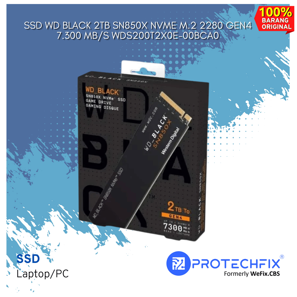 SSD WD BLACK 2TB SN850X NVMe M.2 2280 Gen4 7.300 Mb/s WDS200T2X0E-00BCA0