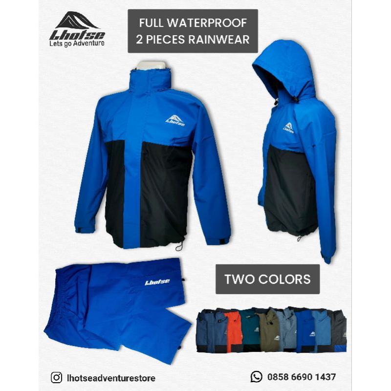 SIZE S-M-L RAINCOAT LHOTSE TWO COLORS (RAINWEAR, JAS HUJAN TWO PIECES, JAS HUJAN SETELAN WATERPROOF)