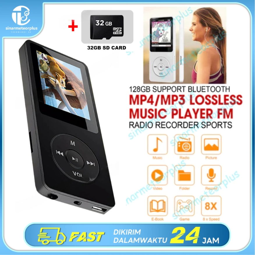 OK MP4 Player Bluetooth MP3 Mini Player Bluetooth MP3 Bluetooth Speaker Free 32GB Card USB/Type C