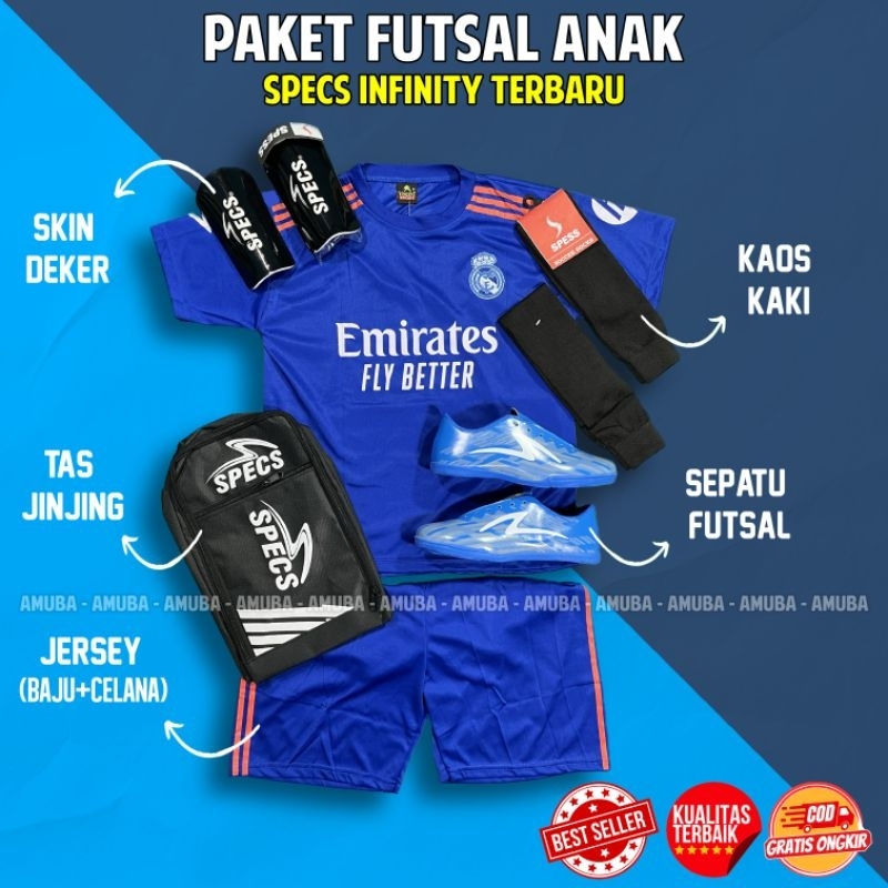 Promo Sepatu Futsal Anak Specs Infinity Lengkap Paket Komplit Sepatu Futsal Anak Specs Terbaru