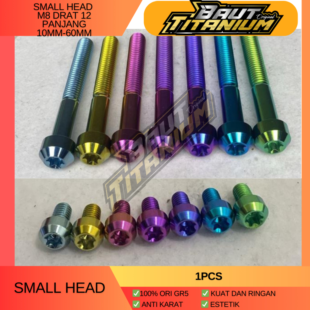 BAUT TITANIUM SMALL HEAD M8 x 10 15 20 25 30 35 40 45 50 55 60 Drat 12 Gr5
