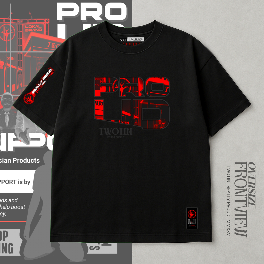 TWOTIN I4I REALLY PROUD / MMXXV black tshirt cotton combed limited edition Oversize Boxy Croptop
