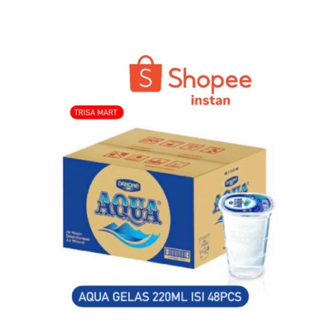 

Aqua gelas air mineral 220ml isi 48pcs