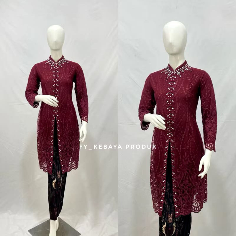 kebaya tunik tile kraah  Shanghai kombinasi payet
