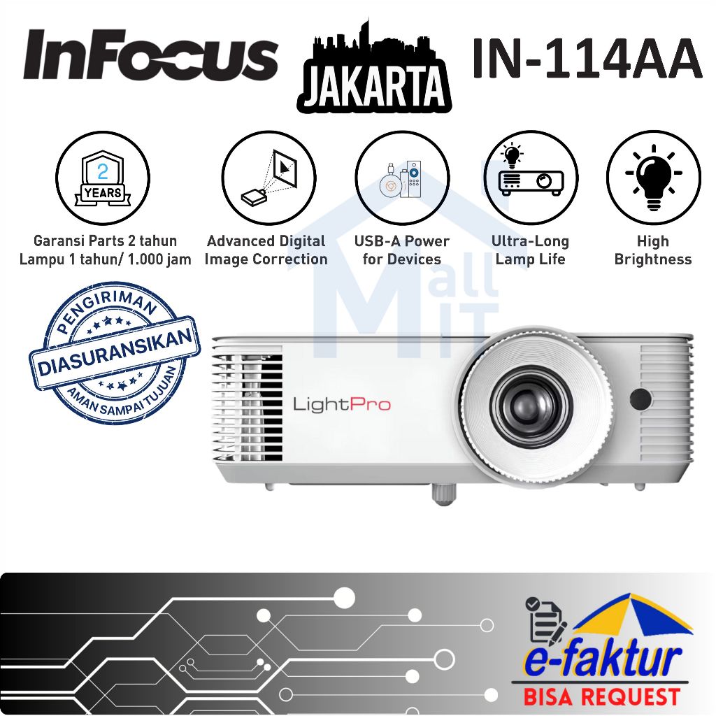 MALLIT INFOCUS Proyektor Infocus IN114AA IN-114AA XGA Pengganti IN114XV 4.600 Lumens Resmi Jakarta