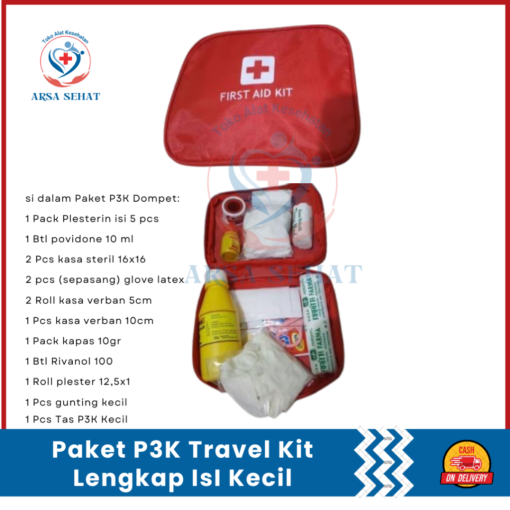 Paket P3K Travel Kit/P3K Dompet Mini dengan ISI P3K/ P3K Mobil+ISI