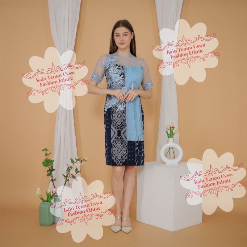 gaun pesta wanita biru, baju natal kekinian