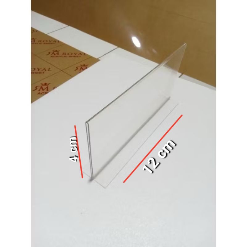 

akrilik tent card /no meja / tempat brosur uk 8 x 20 cm / 4 x 12 cm model landscape T