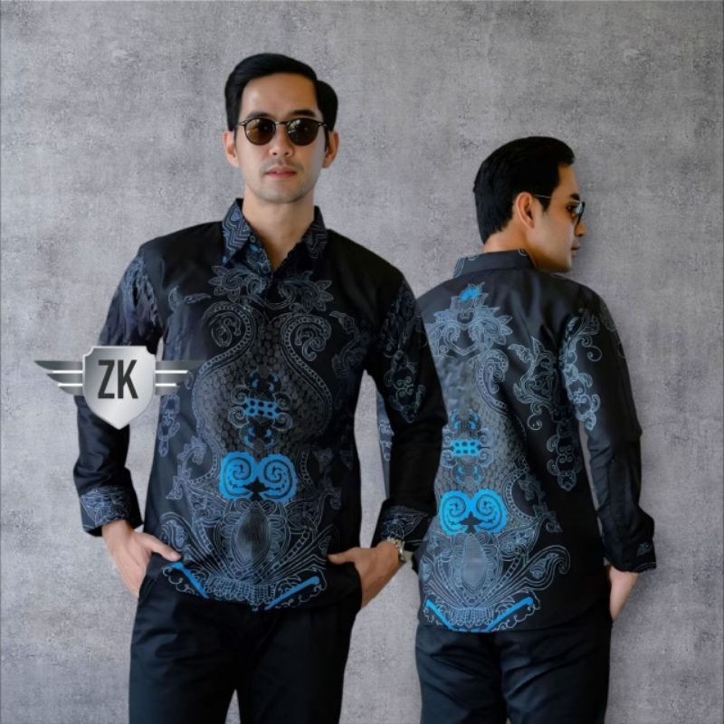 Atasan Kemeja Batik Pria Lengan Panjang Exclusive Kemeja Batik Cowok Kerja Kantoran Batik Stretch Ke