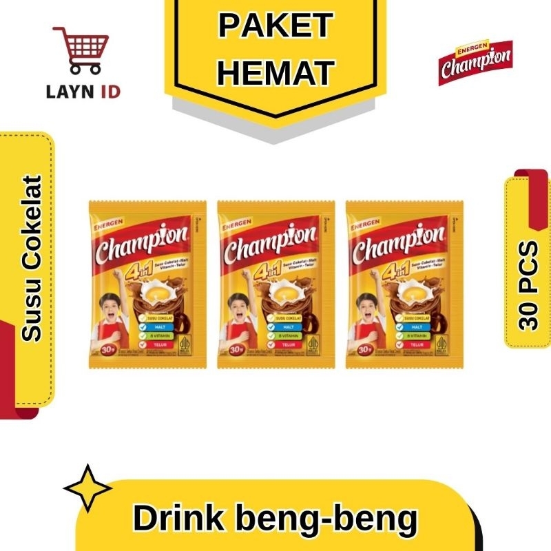 

Energen Champion PAKET HEMAT 30 PCS - Susu Cokelat seduh kaya akan vitamin