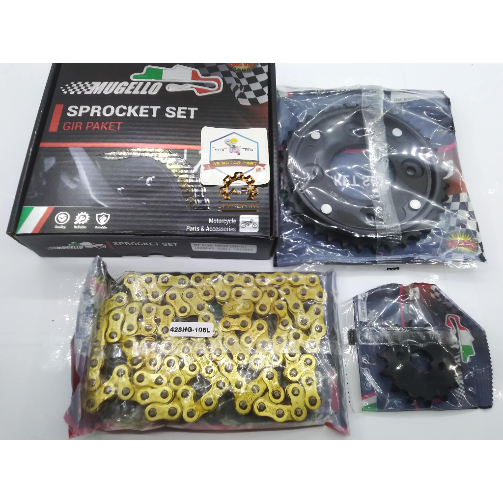 GEAR PAKET BLADE NEW 2012 PNP SUPRA X 125 FI 14/37T - 106L GIR SET MUGELLO