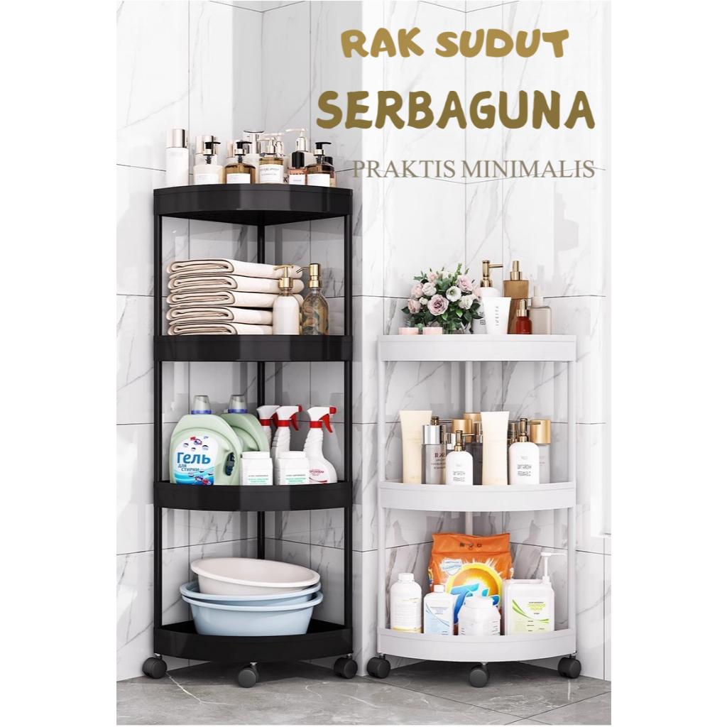 square rak dapur rak toilet rak susun serbaguna rak dorong rak salon rak troli 4 tingkat dengan roda