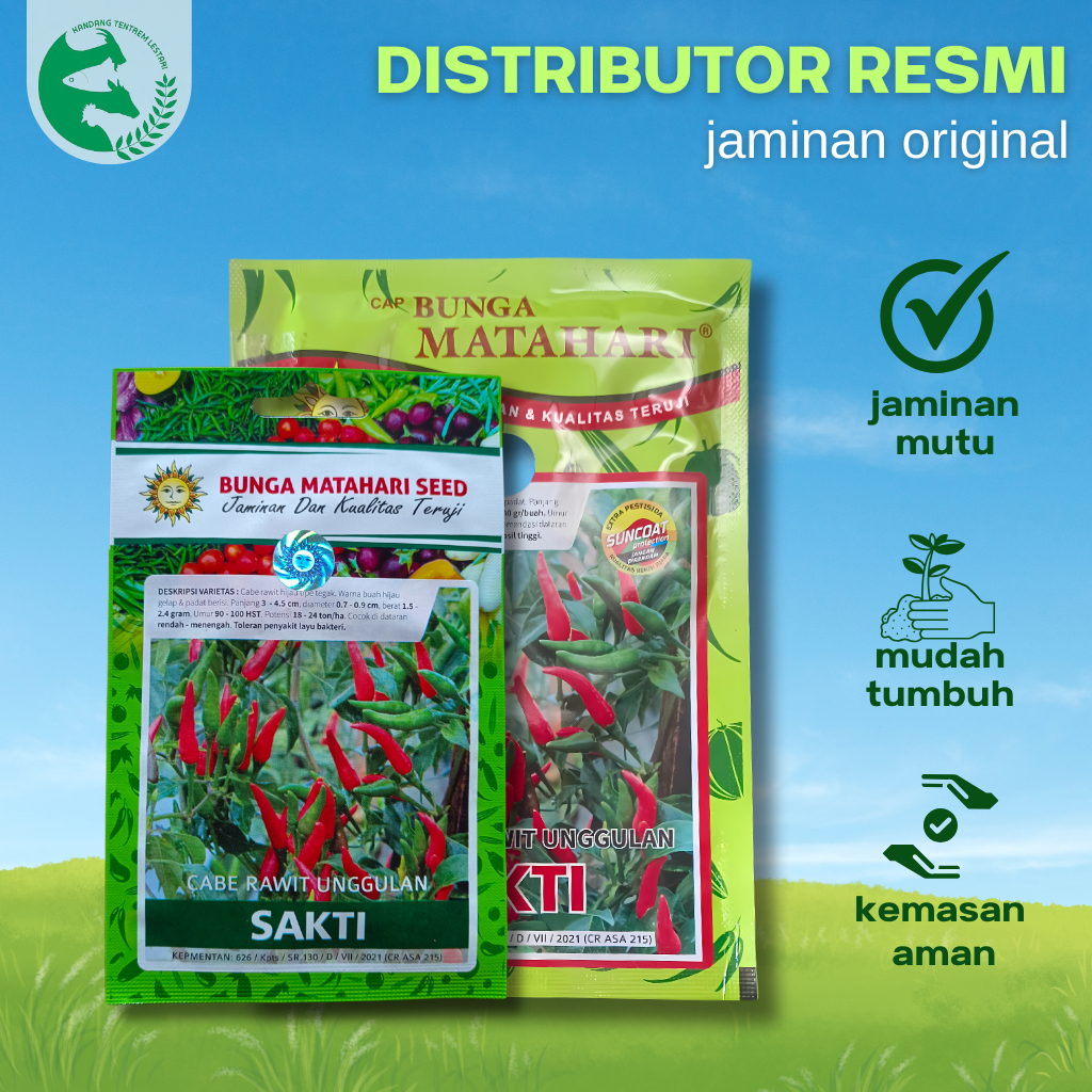 Benih Cabe Rawit Hijau Tegak SAKTI 10 gram Cabe Lokal Cap Bunga Matahari Lebat Unggul Pedas