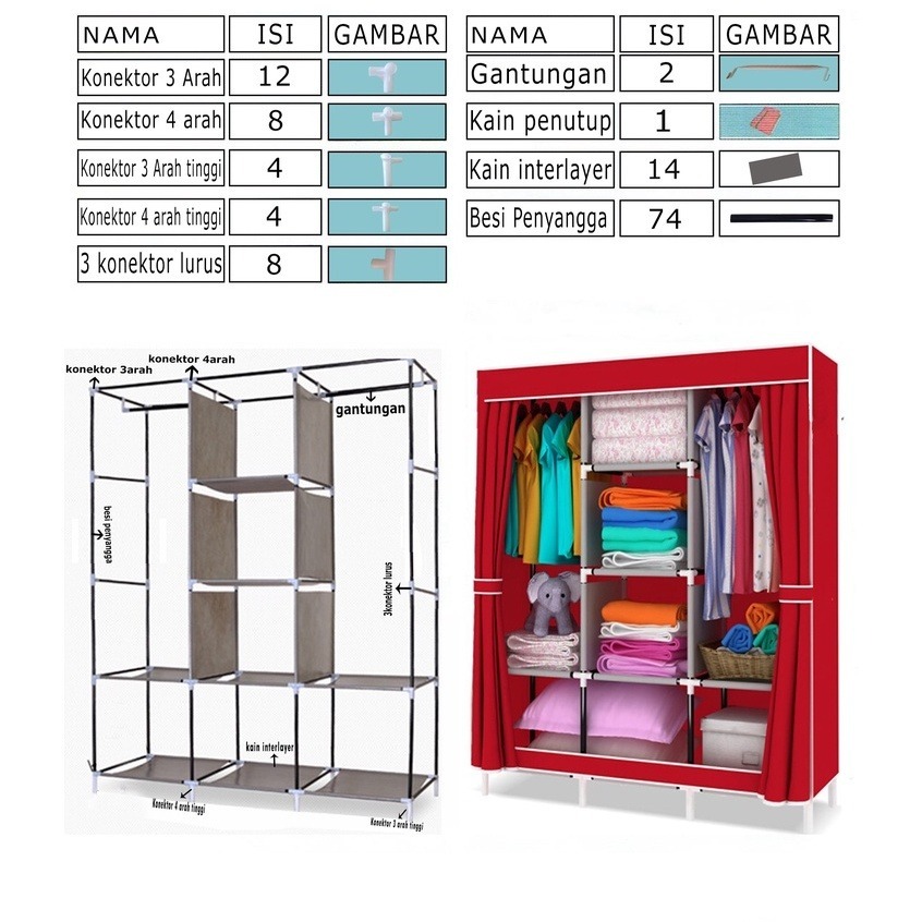 Viral  Lemari Kain Lemari Baju Aesthetic Lemari Baju Minimalis Lemari Portable Lemari Kain