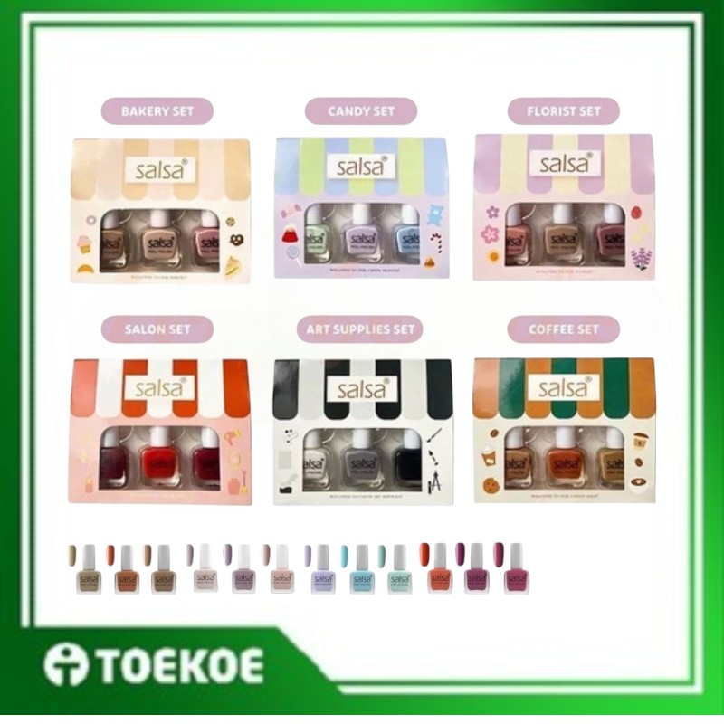 TOEKOE Salsa Nail Art Polish Kutek Halal Peel Off isi 3 Bakery Florist Art Coffe Candy Fruit
