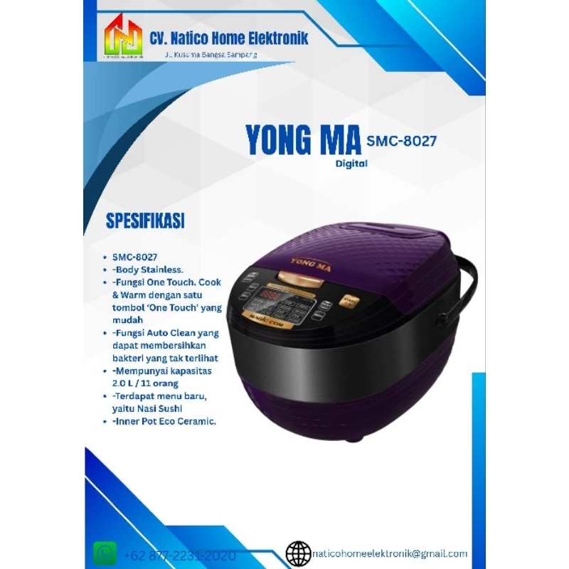 RICE COOKER YONG MA SMC-8027 Digital