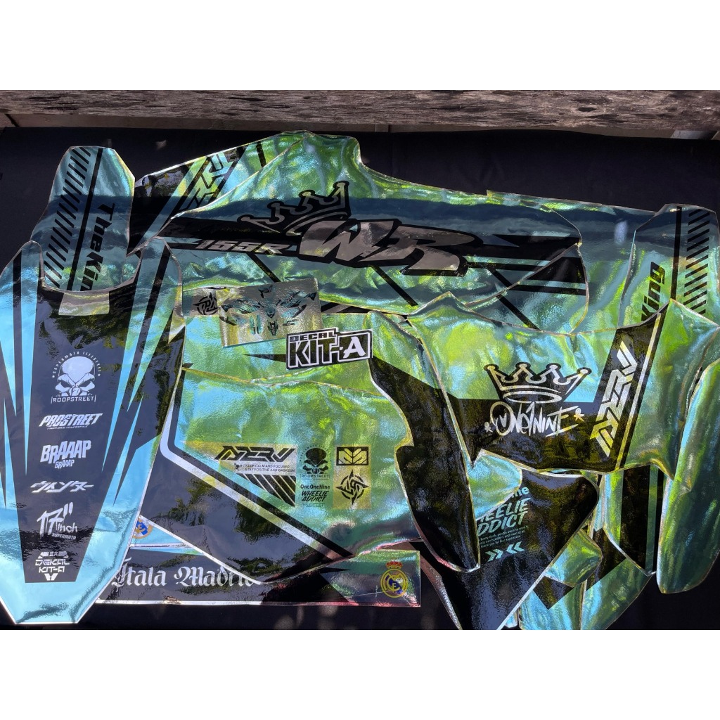 Decal stiker WR 155 crome fullbody rancing hitam tosca