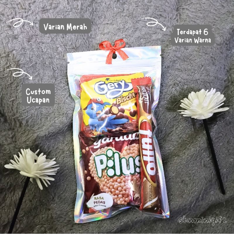 

MINI GIFT SNACK - Varian Merah (FREE CUSTOM UCAPAN) - HAMPERS SNACK