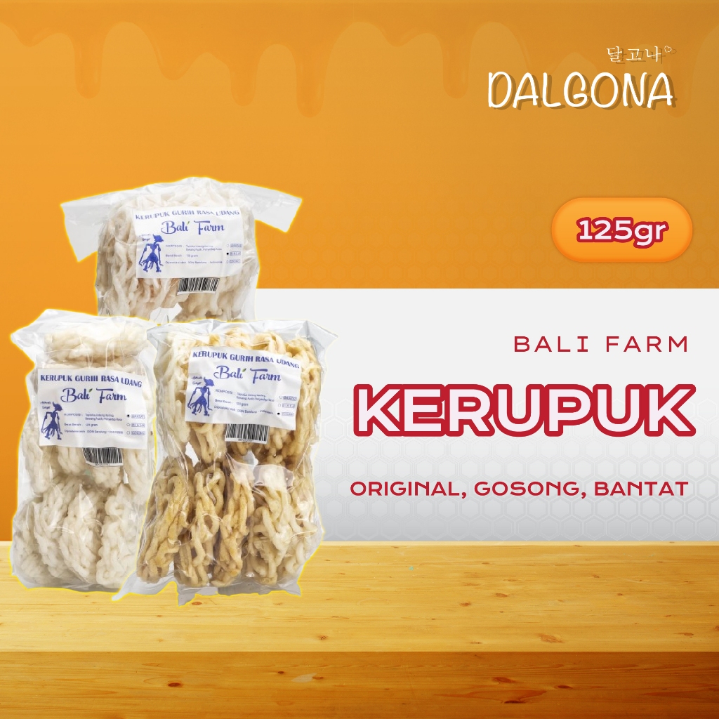 

Dalgona x Bali Farm - Kerupuk Keriting / Kepuruk Bantat / Gosong / Original / Kerupuk Gurih / Rasa Udang