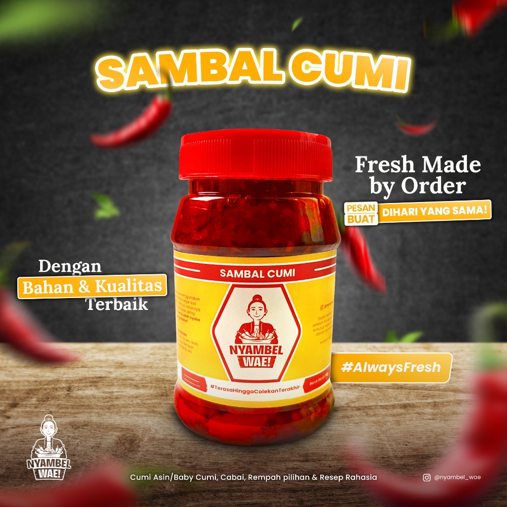 

Nyambel Wae - Sambel Cumi Asin / Baby Cumi Kemasan Toples Sedang 250 Gram