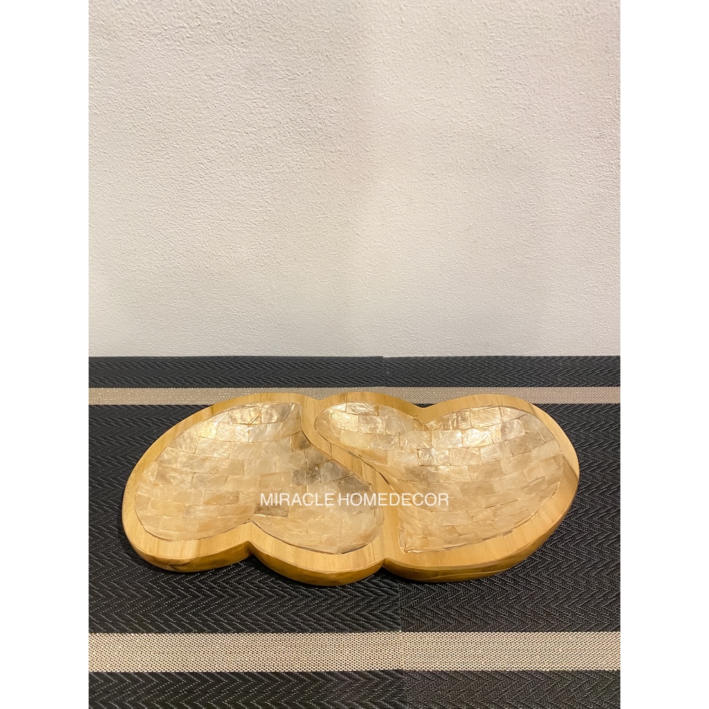 Miracle Homedecor - piring love kayu , piring kerang, piring unik, piring estetik, dessert plate, sn