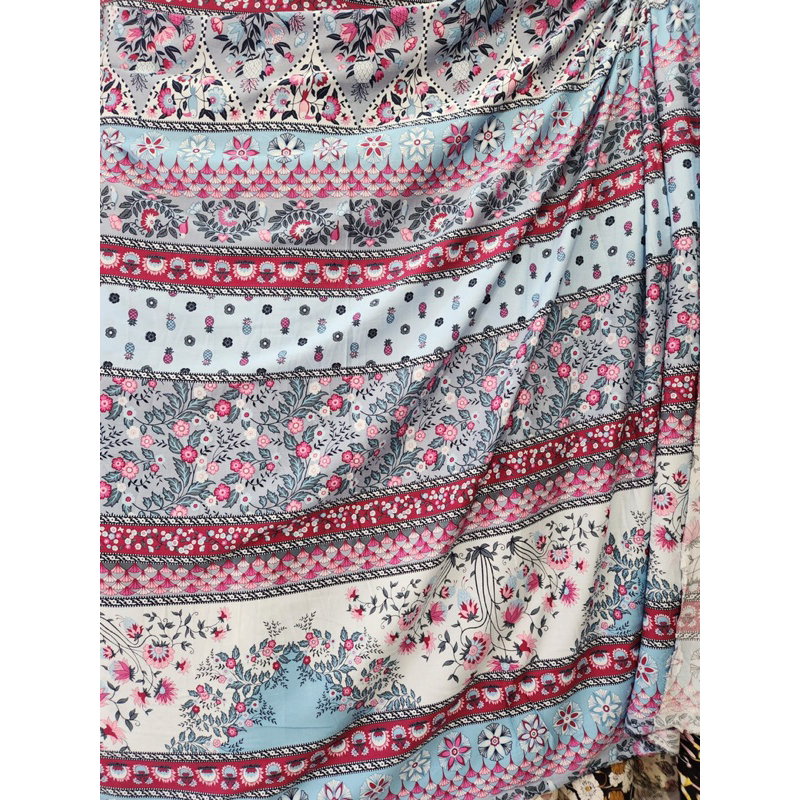 Kain Katun Rayon Viscose Premium | Katun Rayon Motif Bunga | Bahan Kain Katun Rayon Motif