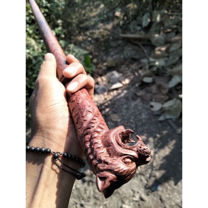 tongkat komando ukir kepala macan super