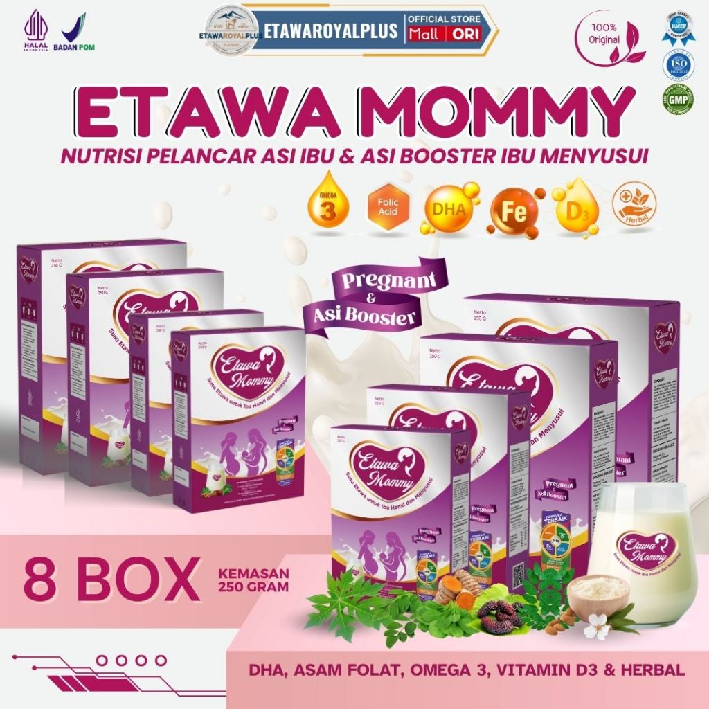 

Susu ibu hamil dan Pelancar ASI Ibu menyusui Etawamommy paket 8 Box kemasan 250gram