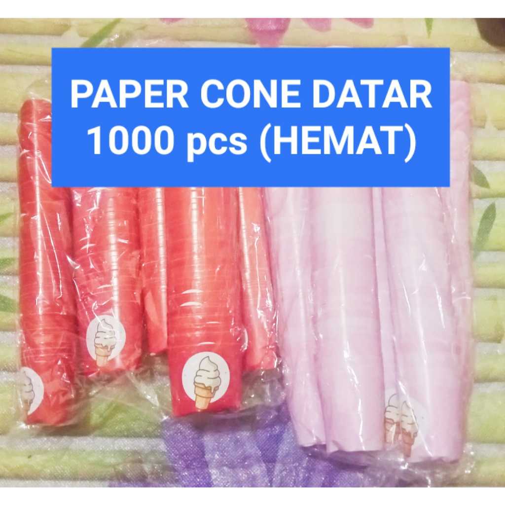 (Hemat) Paper Cone Datar Kertas Es Krim Datar 1000 pcs
