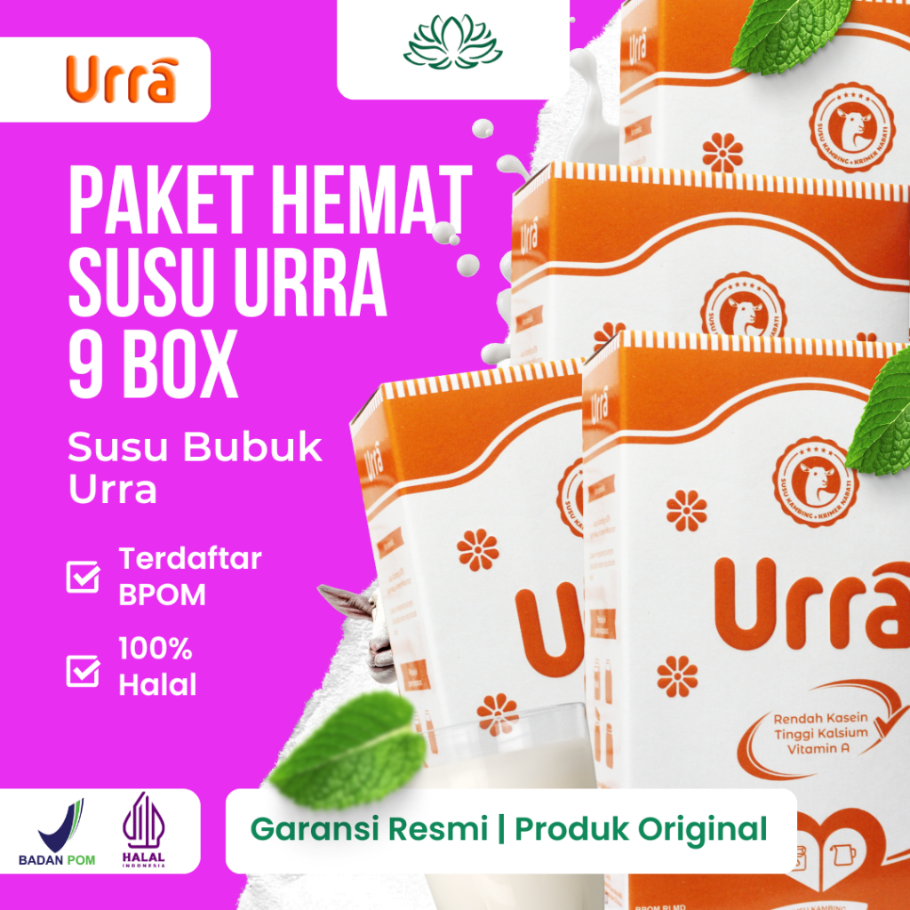 

SUSU URRA 9 BOX - Susu kambing Asal Eropa - Susu Kambing Saneen Susu Bubuk Susu Kambing Halal BPOM