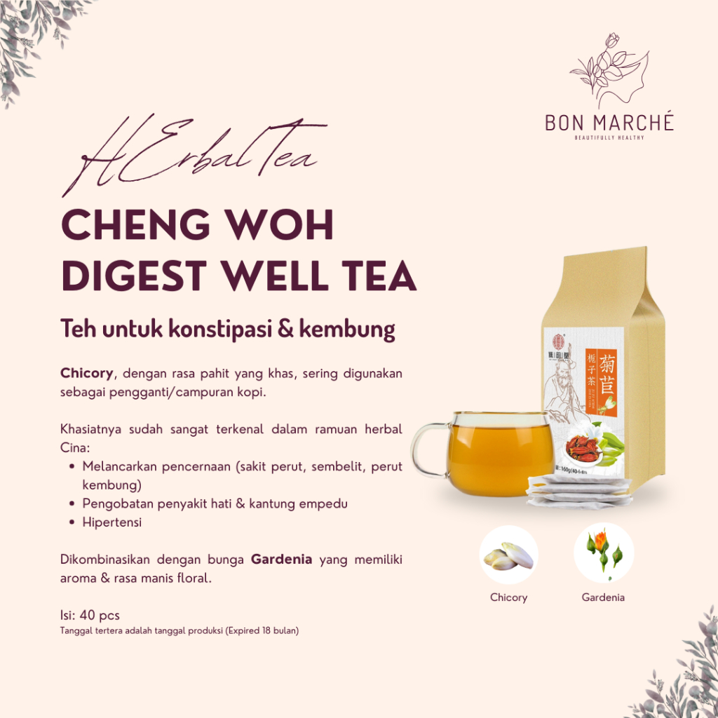 

Cheng Woh Digest Well Tea Chicory & Gardenia - Teh Konstipasi & Perut Kembung Penang 40 pcs