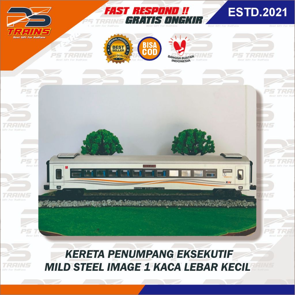( GERBONG ) MAINAN KERETA API INDONESIA GERBONG EKSEKUTIF MILD STEEL 1