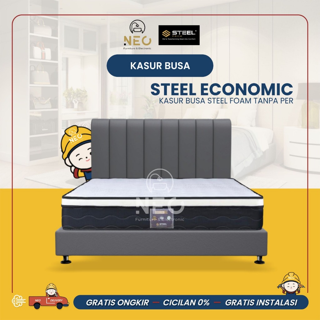 NEO - KASUR BUSA STEEL FOAM ECONOMY KASUR TANPA PER KASUR BUSA EKONOMIS  TEBAL 25 CM MATRAS 180X200 