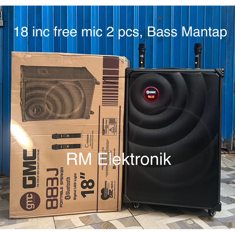 Speaker Gmc 883J 18 inc Xtraa bass free mic 2 wireless/ Speaker Gmc 18 inc 883J