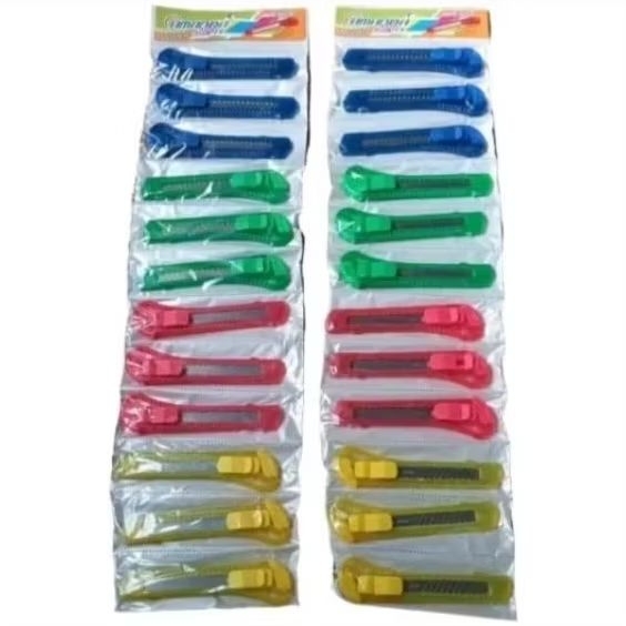 

(12pcs) Kater Besar Renteng Tjam Kuat Tidak Mudah Berkarat Warna-warni Murah Grosir Lusin/Cutter Besar/Pisau Besar/Silet/Silet Besar