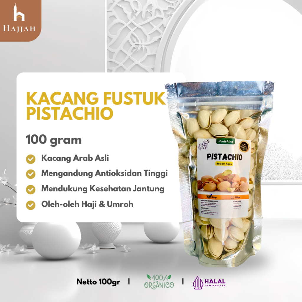 

Kacang Arab Pistachio Panggang Roasted 100gr Snack Sehat oleh-oleh Haji dan Umroh COD Makassar