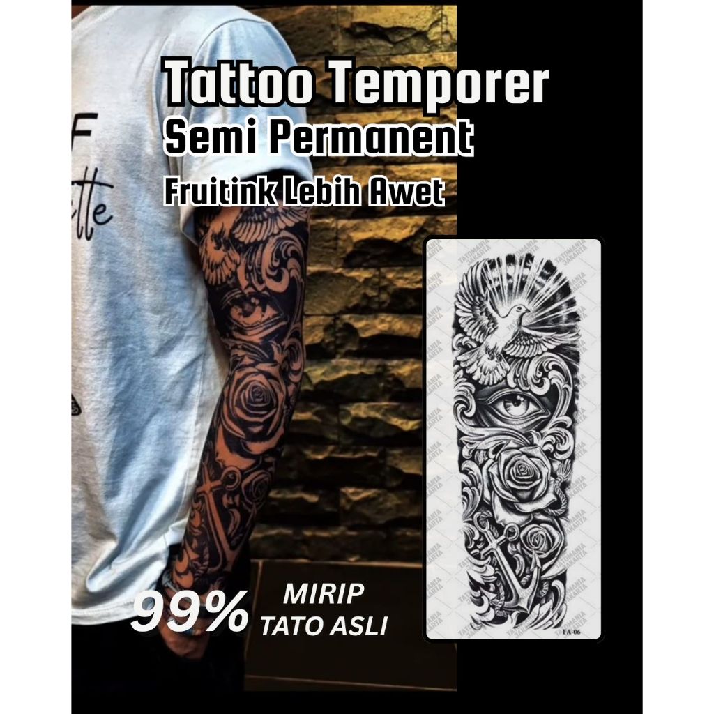 PAPERTATO - Tato Full Tangan anti air / Stiker tato semi permanen anti air Seri FA UK  47x16 / tato 