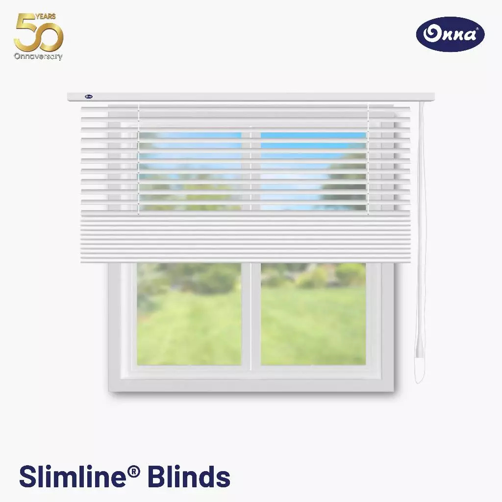 ONNA Slimline Blind Gorden / Tirai Jendela Horizontal Aluminium (Ukuran Custom)