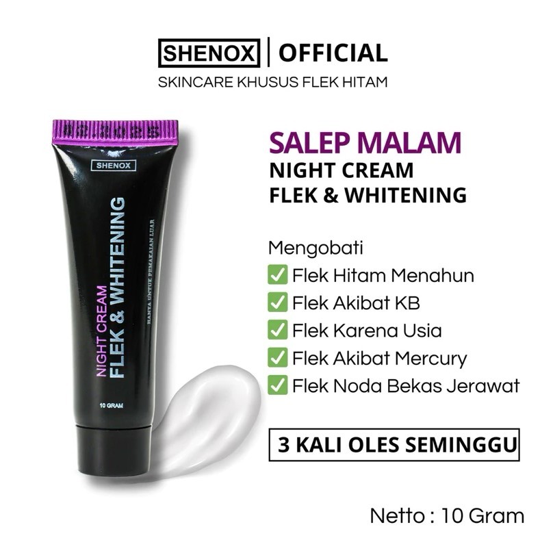 Shenox Skincare Salep Flek Night Whitening Resmi BPOM | Salep Malam Flek Hitam