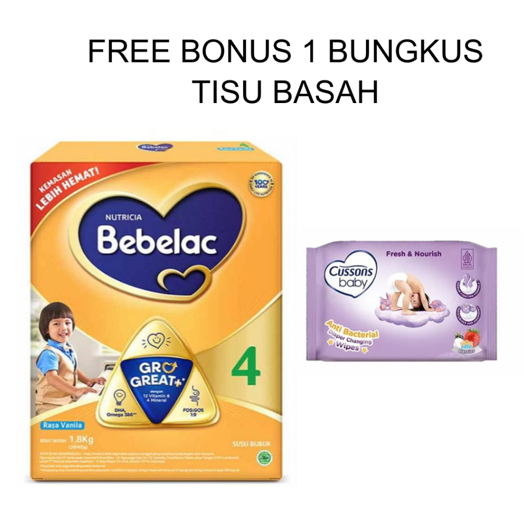 

Susu Bebelac 4 Rasa Vanila 1800 Gram – Untuk Anak 3-6 Tahun, Kaya Vitamin & Prebiotik